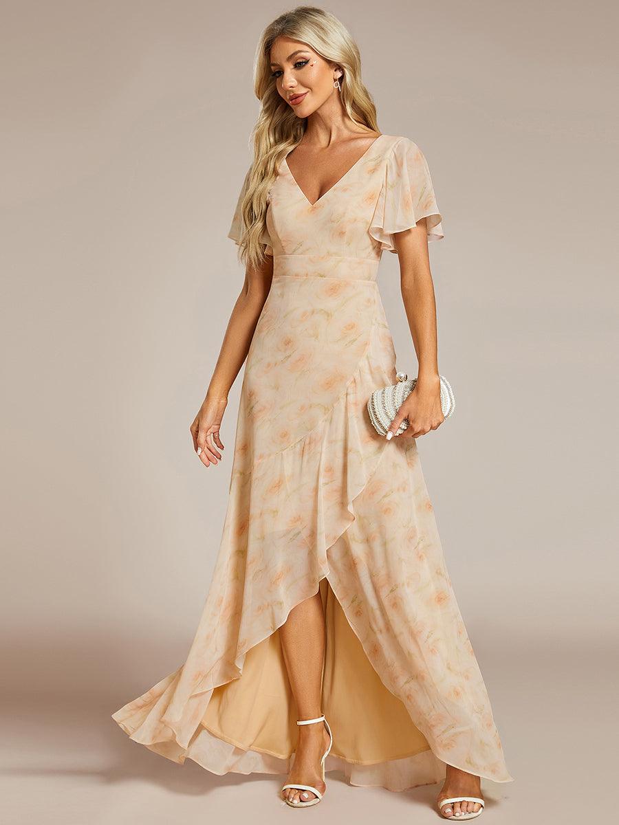 Taille personnalisée Robe demoiselle d'honneur Ourlet en feuille lotus Charmante #Couleur_Roses Dorées