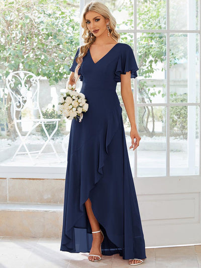 ever OREE|Robe demoiselle d'honneur Mousseline Ourlet en feuille de lotus Charmante(Vente Finale)