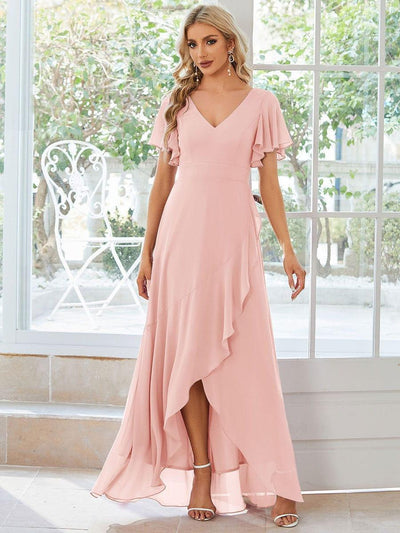ever OREE|Robe demoiselle d'honneur Mousseline Ourlet en feuille de lotus Charmante(Vente Finale)