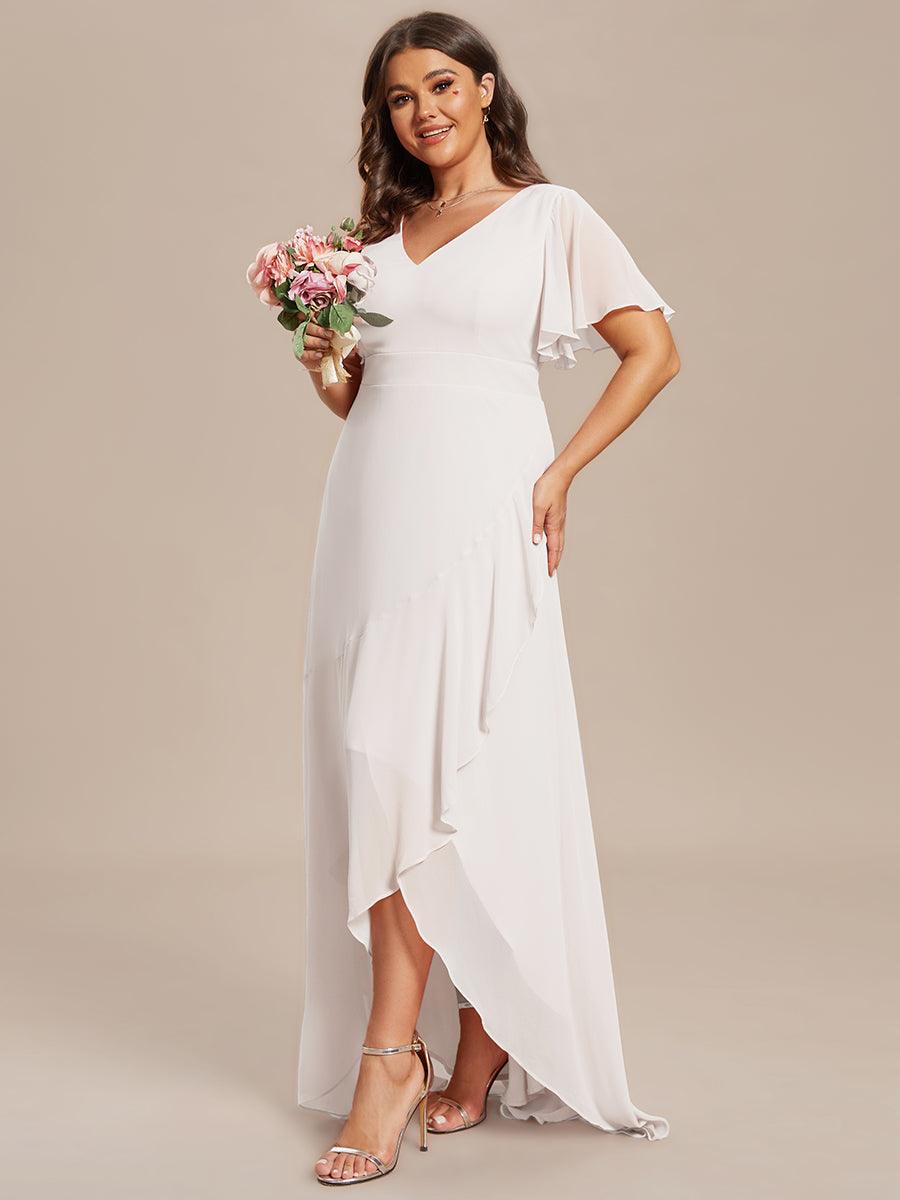 Taille personnalisée Robe demoiselle d'honneur Ourlet en feuille lotus Charmante #Couleur_Blanc