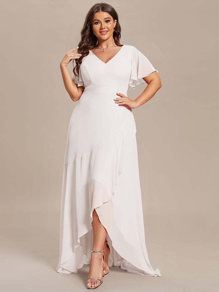 Taille personnalisée Robe demoiselle d'honneur Ourlet en feuille lotus Charmante #Couleur_Blanc