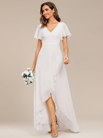 ever OREE|Robe demoiselle d'honneur Mousseline Ourlet en feuille de lotus Charmante(Vente Finale)