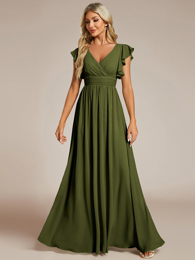 ever LILYANA|Robe de demoiselle d'honneur avec manches à volants dans le dos creux