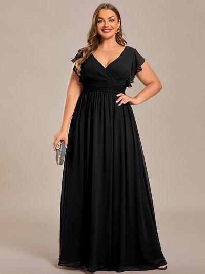 pretty LILYANA|Robe de demoiselle d'honneur en mousseline de soie à manches plissées grande taille