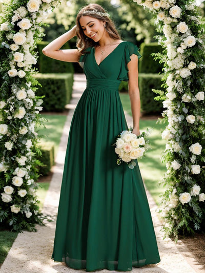 ever LILYANA|Robe de demoiselle d'honneur en mousseline avec dos découpé