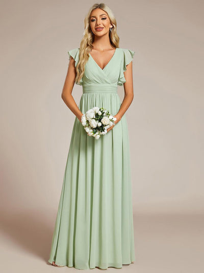 ever LILYANA|Robe de demoiselle d'honneur avec manches à volants dans le dos creux