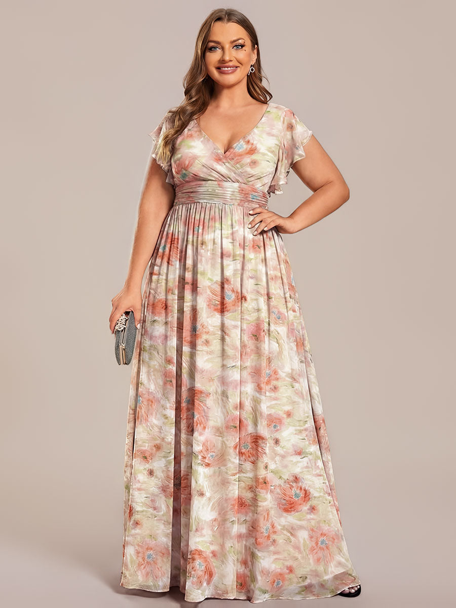 Robe de demoiselle d'honneur en mousseline de soie avec manches à volants et découpes au dos #Couleur_Brumaie de Palissandre