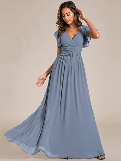 ever LILYANA|Robe de demoiselle d'honneur en mousseline avec manches volantées et dos découpé