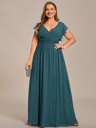 pretty LILYANA|Robe de demoiselle d'honneur en mousseline de soie à manches plissées grande taille
