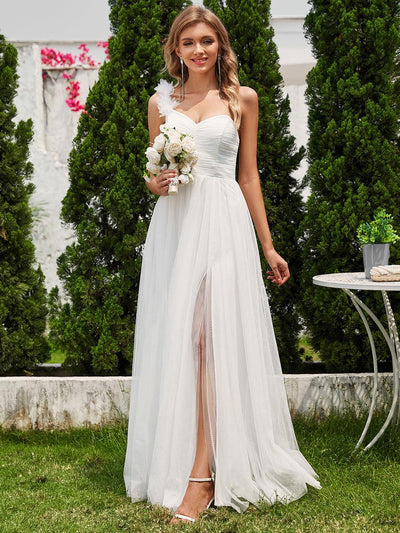 ever CLOE|Robe demoiselle d'honneur à une épaule appliquée en tulle avec une fente haute