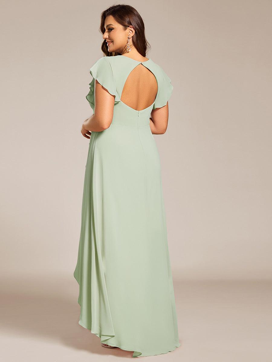 Robe de demoiselle d'honneur élégante en mousseline à volants avec dos nu #Couleur_Menthe Verte