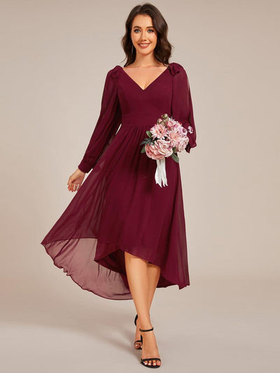 ever MYLAN|Robe de demoiselle d'honneur mi-longue en mousseline à ourlet asymétrique(Vente finale)