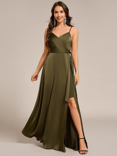 ever IYLA|Robe de demoiselle d'honneur fendue en satin à bretelles