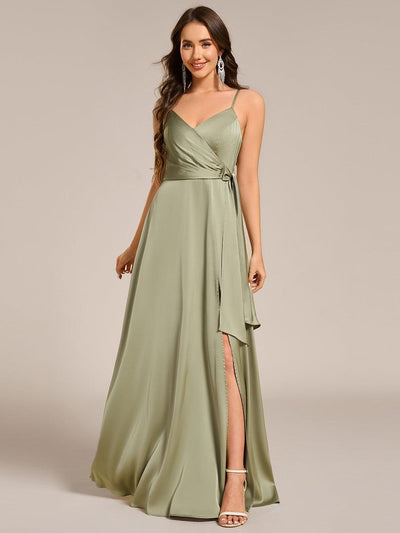 ever IYLA|Robe de demoiselle d'honneur fendue en satin à bretelles