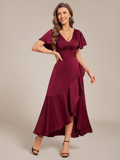 ever WYNTER|Robe de demoiselle d'honneur élégante en satin à volants et coupe trapèze
