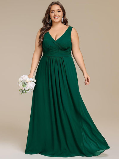 Robe de demoiselle d'honneur grande taille sans bretelles à col en V et à lacets