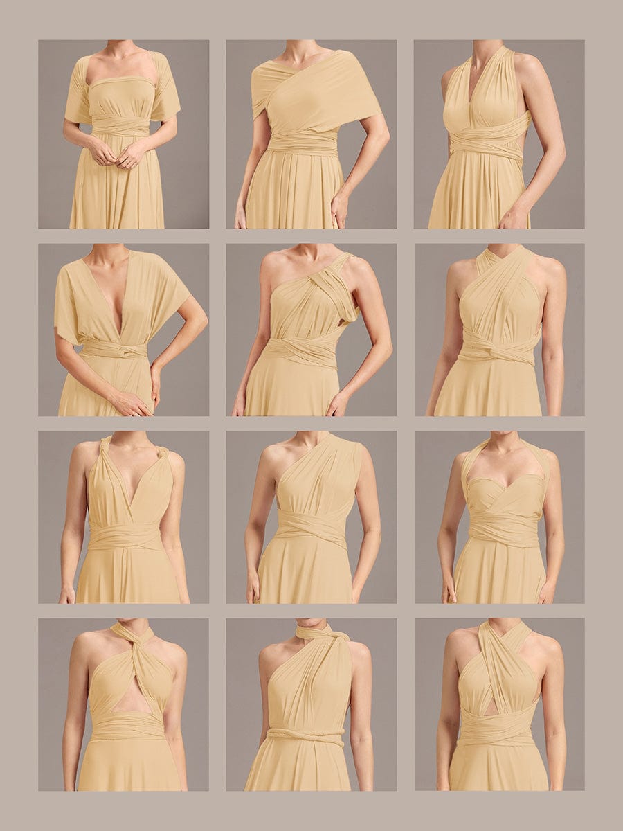 Robe d'invité de mariage trapèze en mousseline fluide à encolure ronde et longueur au genou #Couleur_Blush