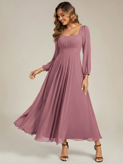 ever LYDIA|Robe de demoiselle d'honneur en mousseline à manches lanternes