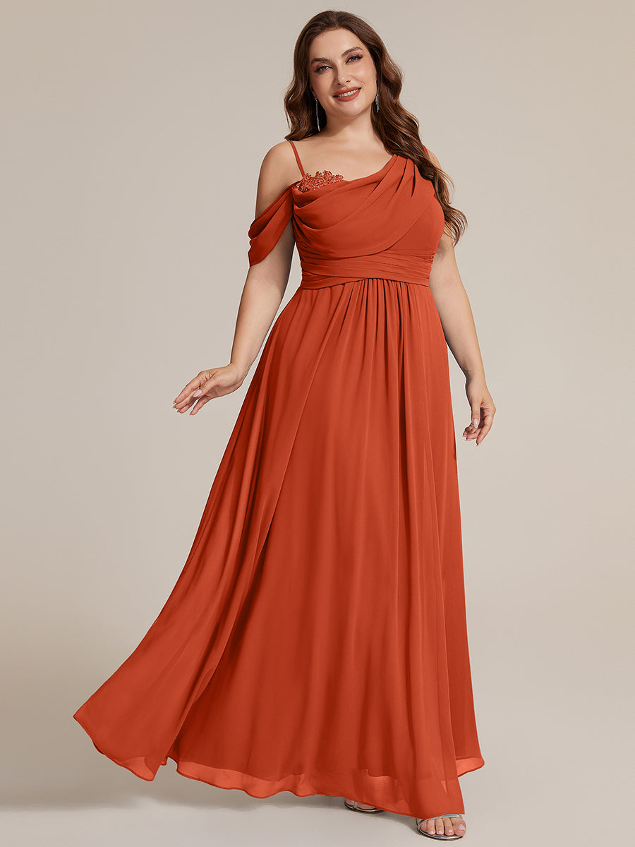 Robe longue asymétrique à sequins à manches courtes en forme de A #Couleur_Burnt Orange