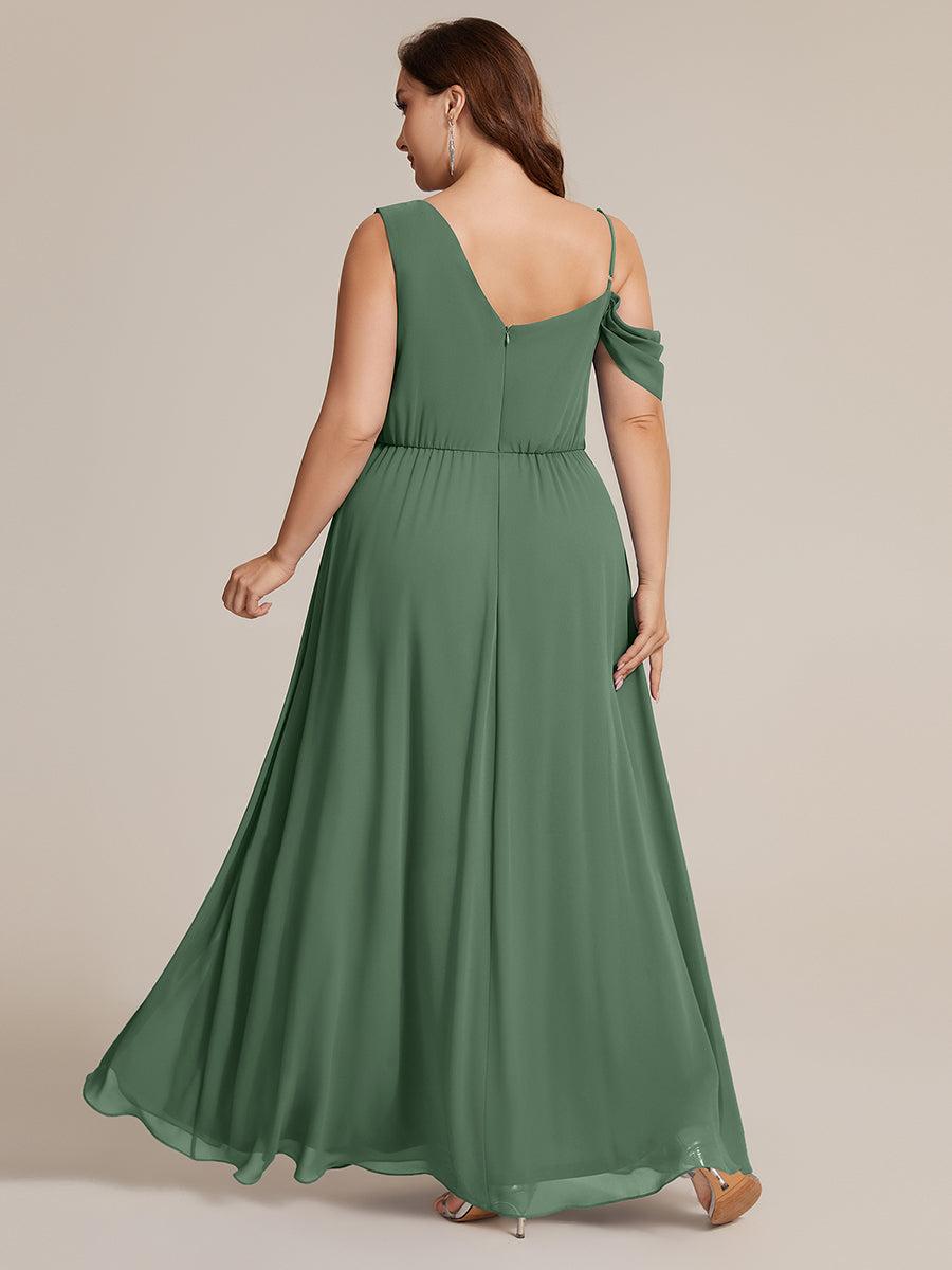 Robe longue asymétrique à sequins à manches courtes en forme de A #Couleur_Eukalyptus Grün