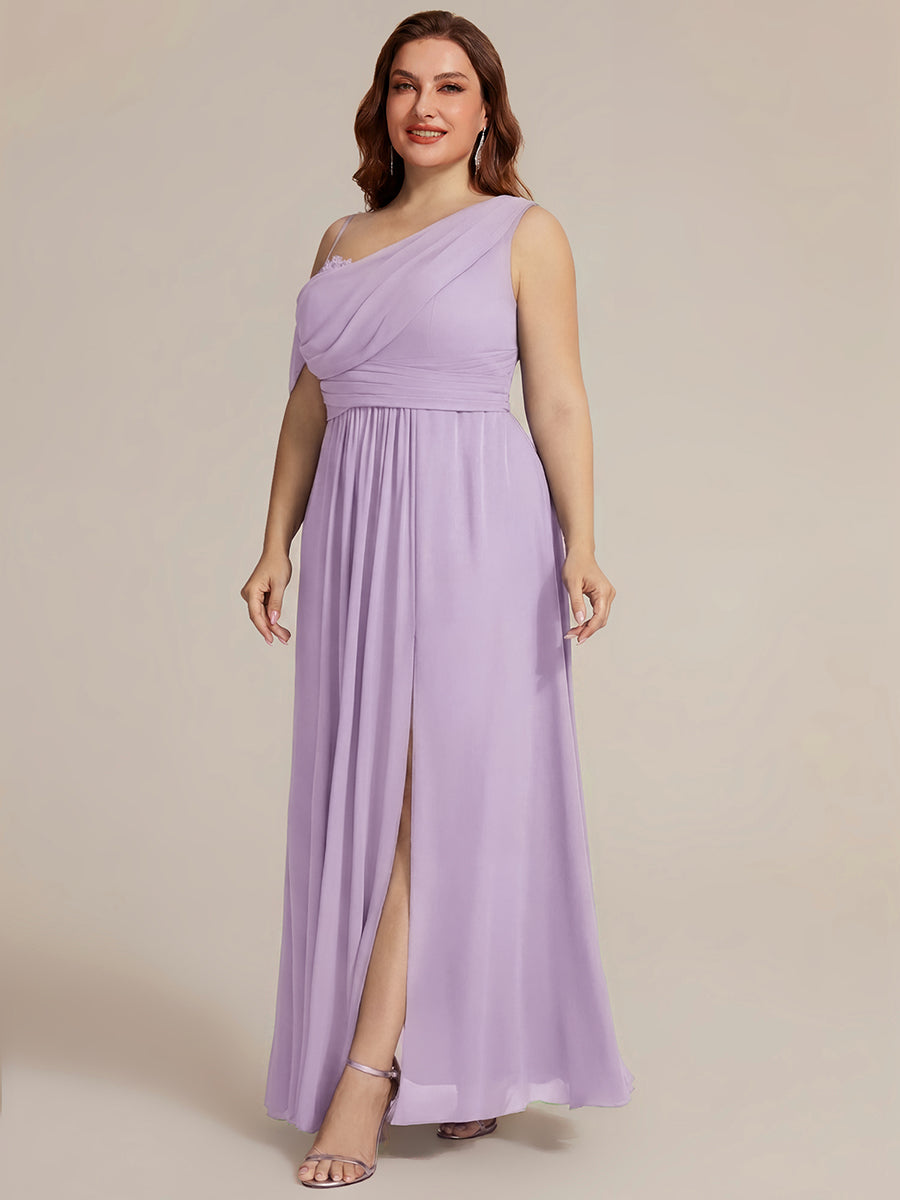 Robe longue asymétrique à sequins à manches courtes en forme de A #Couleur_Lilas Givré