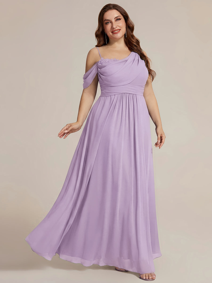 Robe longue asymétrique à sequins à manches courtes en forme de A #Couleur_Lilas Givré
