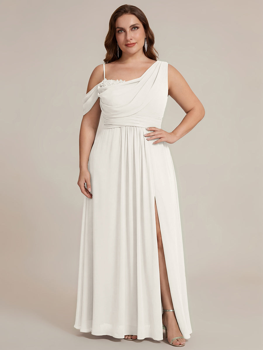 Robe longue asymétrique à sequins à manches courtes en forme de A #Couleur_Blanc
