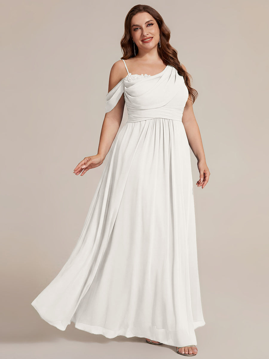 Robe longue asymétrique à sequins à manches courtes en forme de A #Couleur_Blanc