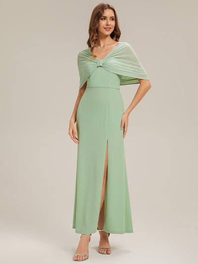 Robe maxi sans manches à bretelles avec un haut extensible et une fente haute sur la cuisse et un détail en nœud