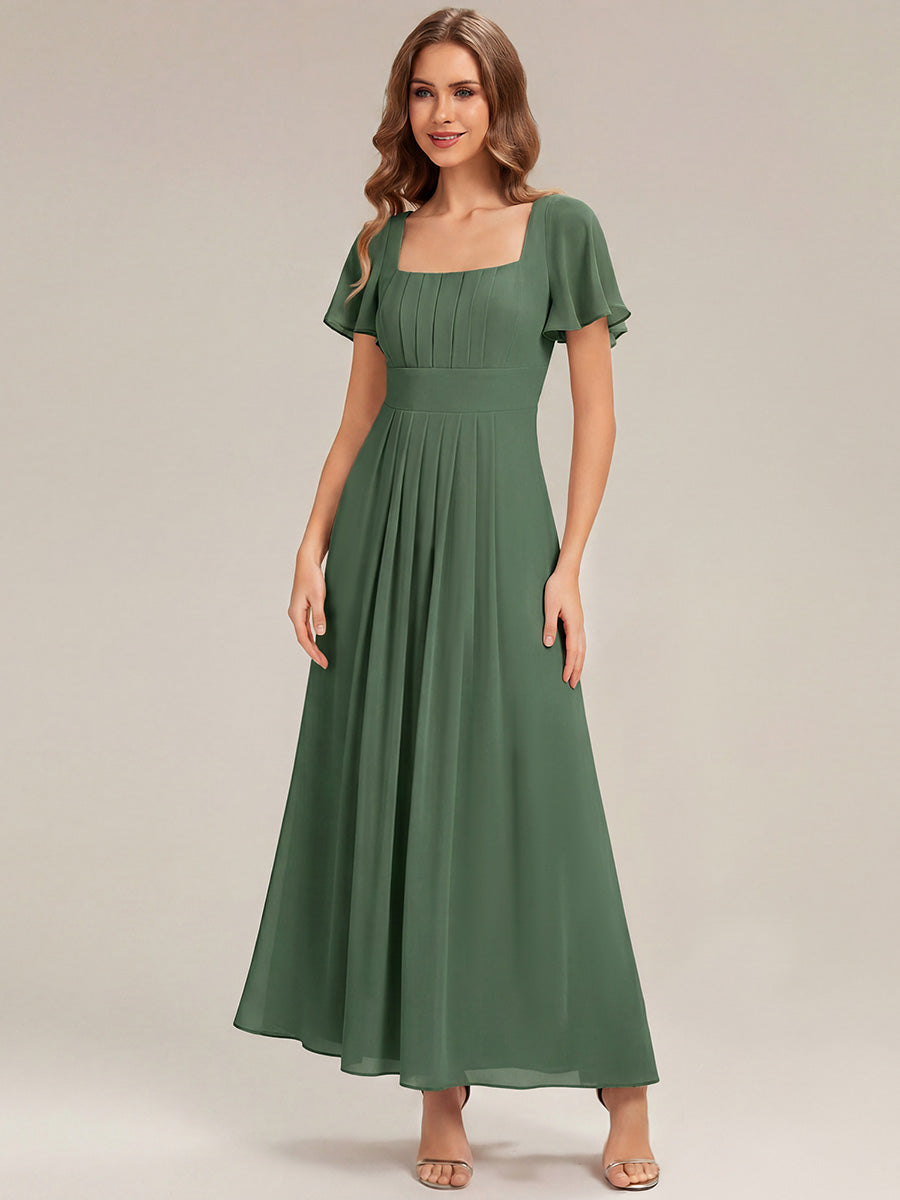 robe longue à manches courtes avec volants dos nu et fronces en forme de A #Couleur_Eukalyptus Grün