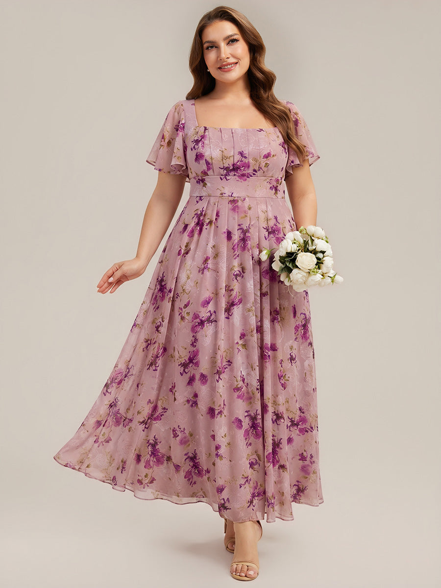 robe longue à manches courtes avec volants dos nu et fronces en forme de A #Couleur_LU