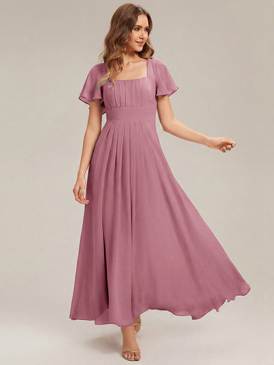 ever AVIEL|Robe Demoiselle d'Honneur Longue Chic en Mousseline Coupe A-Ligne