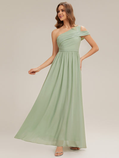 ever CHACE|Robe longue taille haute en chiffon à une épaule