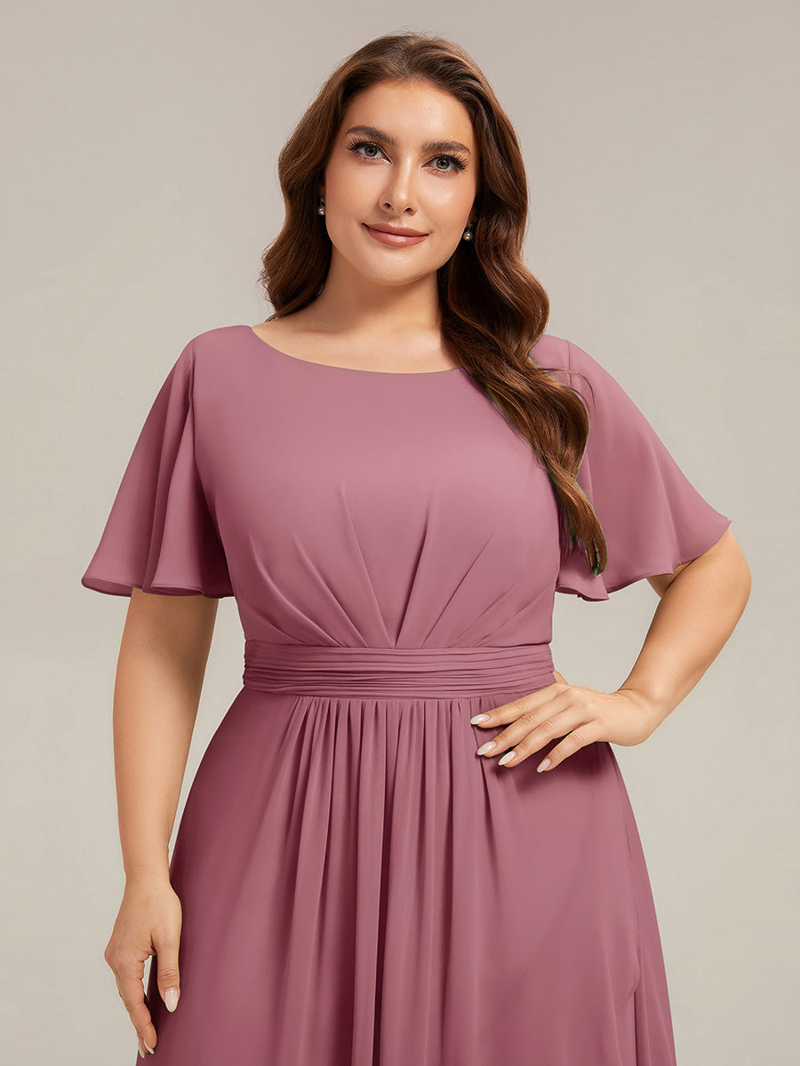 Robe asymétrique sans manches à volants avec détails plissés et ourlet haut bas #Couleur_Orchidee