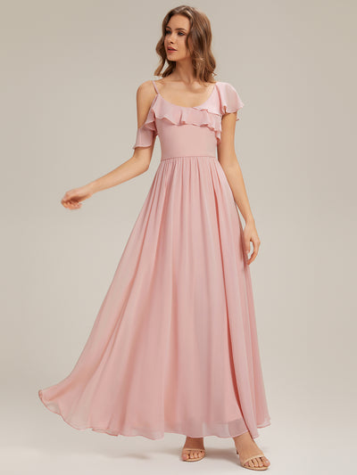 ever AIDA|Robe longue taille haute en chiffon à volants asymétriques