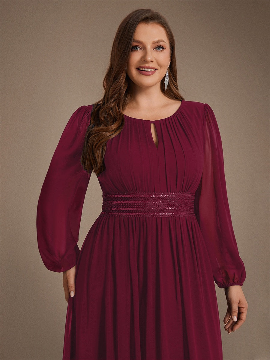 Robe de demoiselle d'honneur en mousseline à manches bouffantes et robe de demoiselle d'honneur #Couleur_Bordeaux