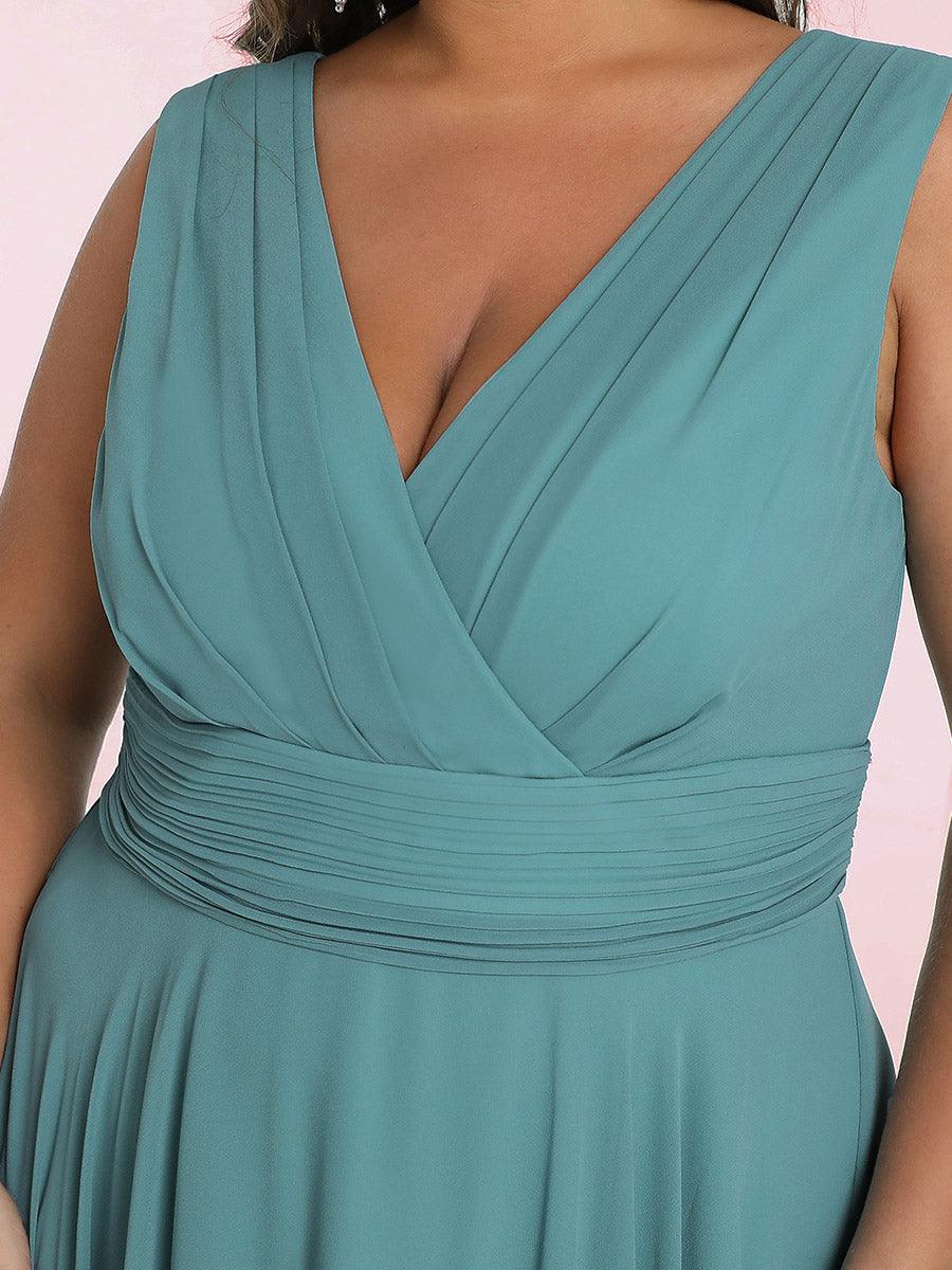 Robe de demoiselle d'honneur en mousseline de soie longueur genou avec ourlet irrégulier #Couleur_Bleu Fume