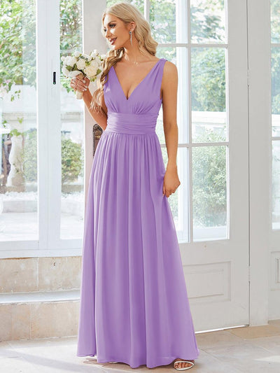 ever HUSH|Robe en mousseline de soie sans manches à col en V