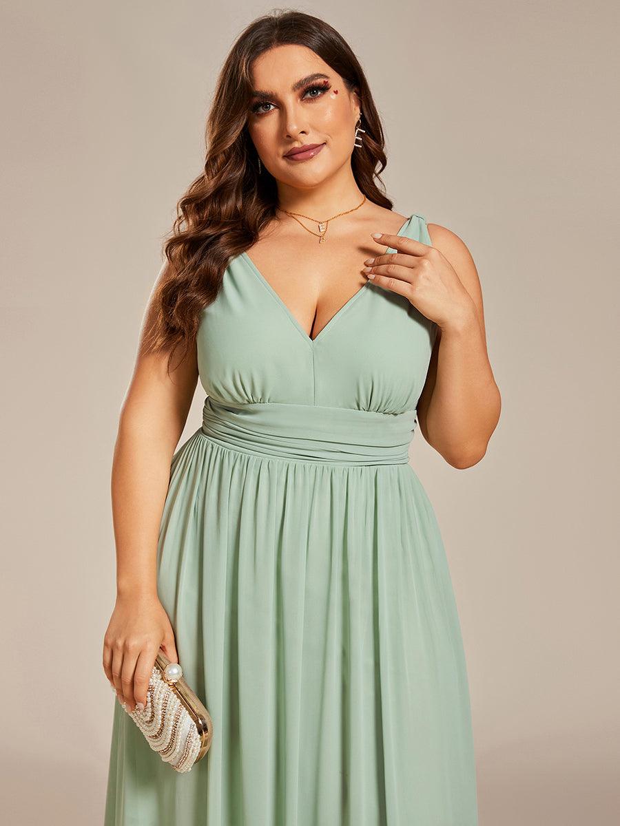 Robe de demoiselle d'honneur en mousseline sans manches #Couleur_Menthe Verte
