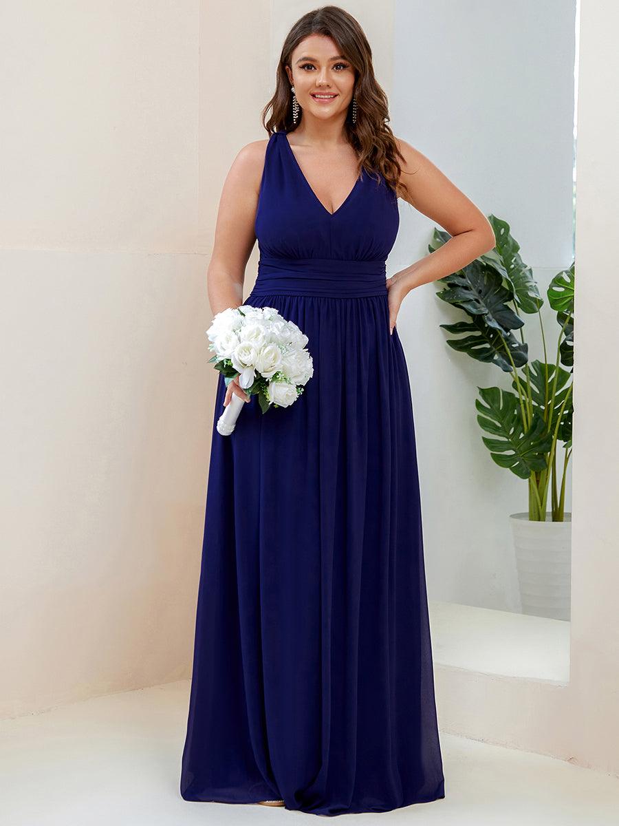 Robe de demoiselle d'honneur en mousseline sans manches #Couleur_Bleu Royal