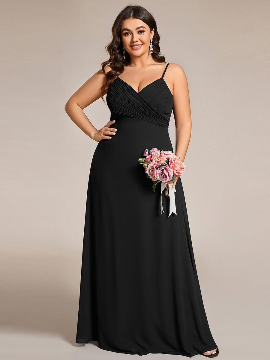 Robe de demoiselle d'honneur drapée au dos avec décolleté en cœur #Couleur_Noir