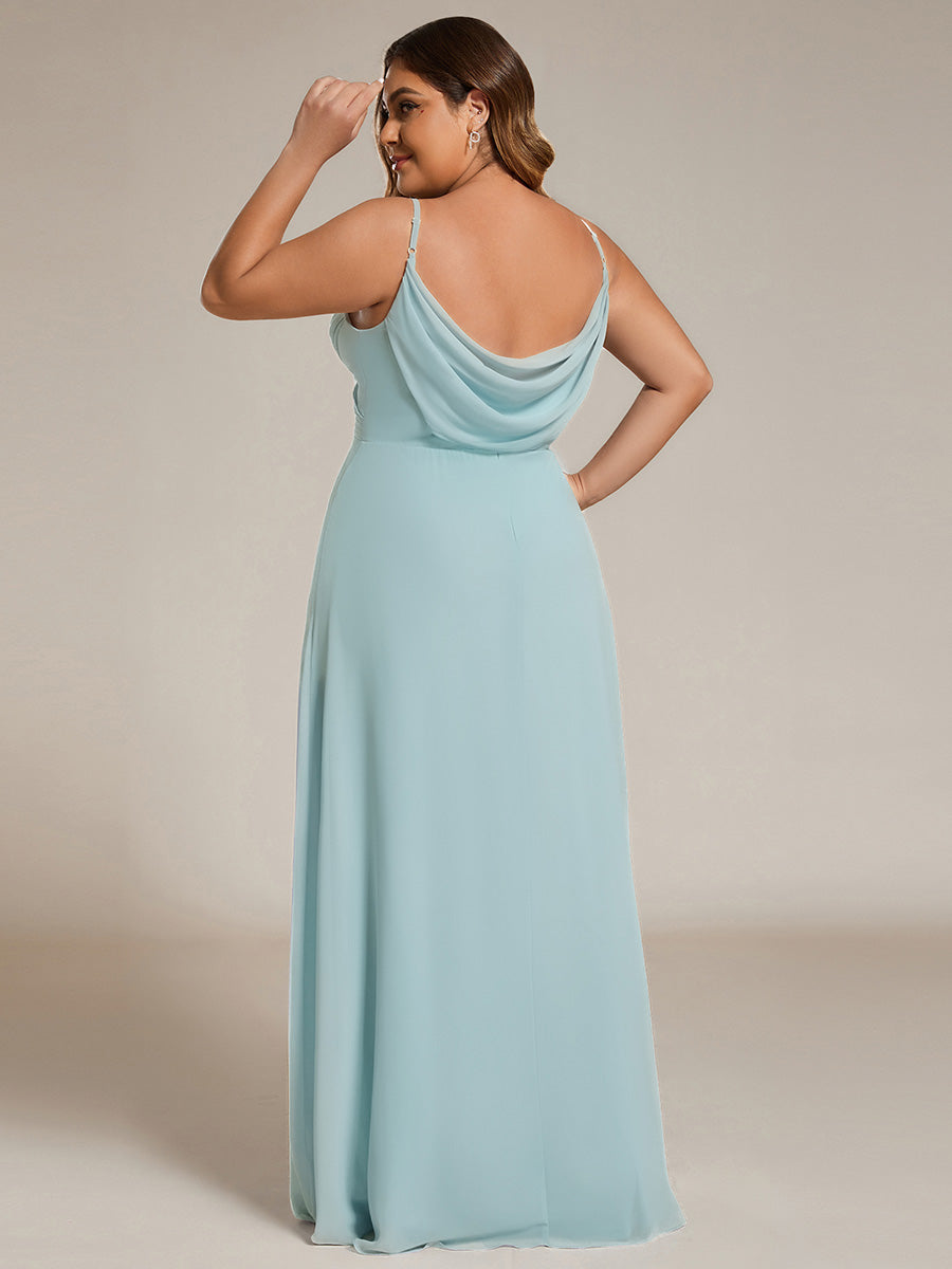 Robe de demoiselle d'honneur drapée au dos avec décolleté en cœur #Couleur_Bleu Ciel