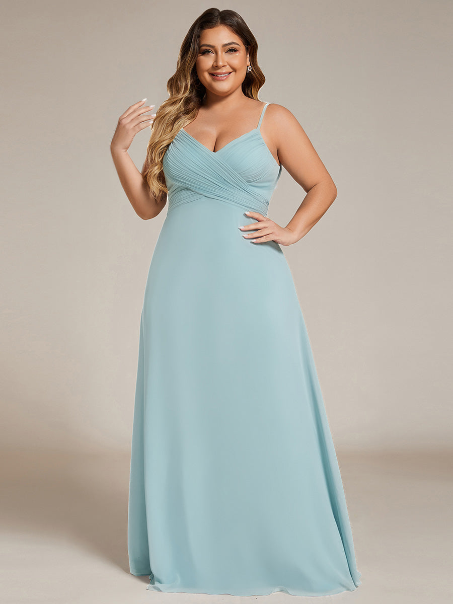 Robe de demoiselle d'honneur drapée au dos avec décolleté en cœur #Couleur_Bleu Ciel