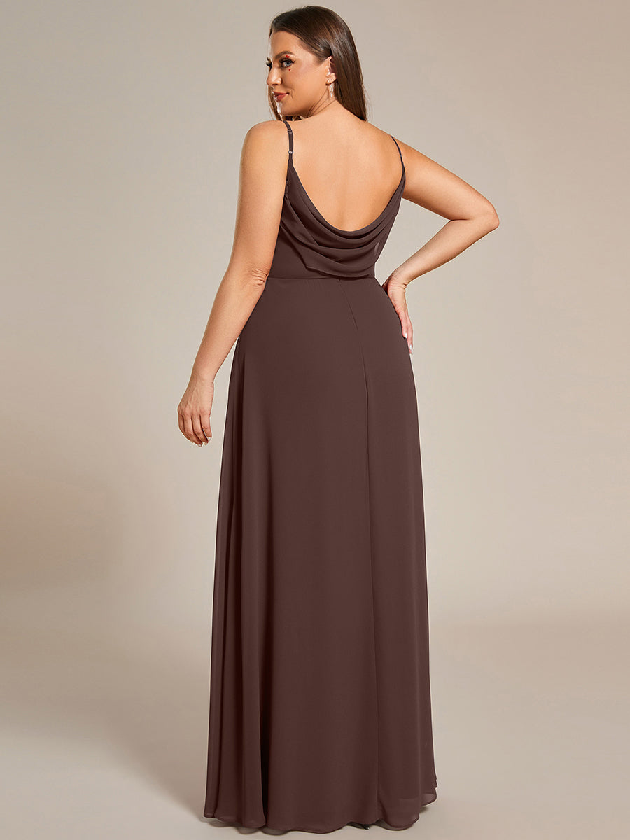 Robe de demoiselle d'honneur drapée au dos avec décolleté en cœur #Couleur_Marron Chocolat