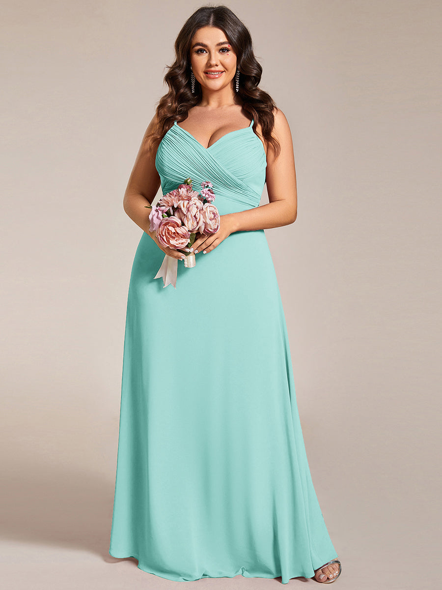 Robe de demoiselle d'honneur drapée au dos avec décolleté en cœur #Couleur_Bleu pastel