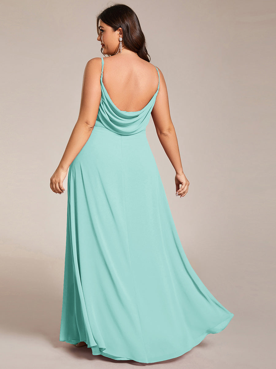 Robe de demoiselle d'honneur drapée au dos avec décolleté en cœur #Couleur_Bleu pastel
