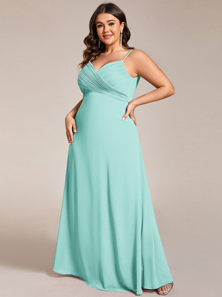 Robe de demoiselle d'honneur drapée au dos avec décolleté en cœur #Couleur_Bleu pastel