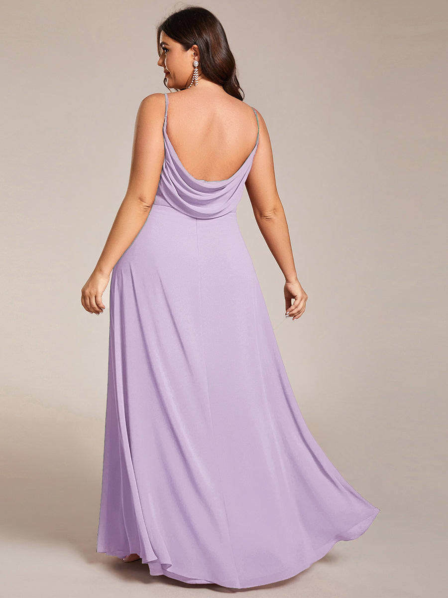 Robe de demoiselle d'honneur drapée au dos avec décolleté en cœur #Couleur_Lilas Givré