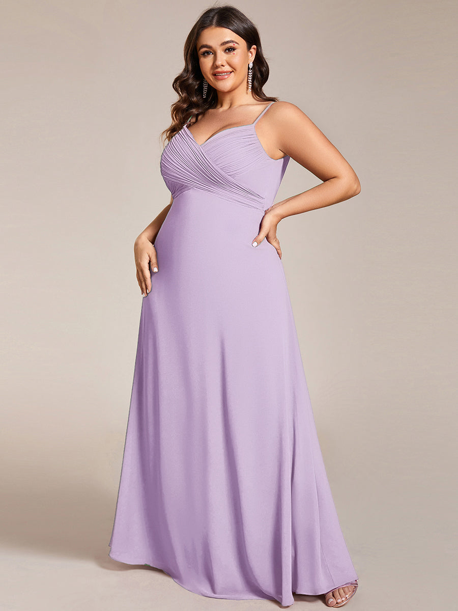 Robe de demoiselle d'honneur drapée au dos avec décolleté en cœur #Couleur_Lilas Givré