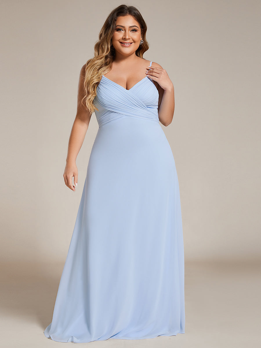 Taille personnalisée Robe demoiselle d'honneur drapée au dos décolleté en cœur #Couleur_Bleu Glace